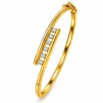 18K linear six stone lab grown diamond gold bracelet for women