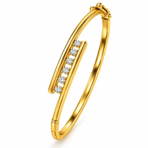 18K linear six stone lab grown diamond gold bracelet for women