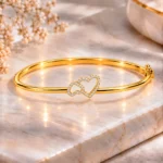 Elegant 18K Double Heart Lab Grown Diamond Gold Bracelet for Women - Image 3