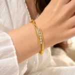 Elegant 18K Linear Six Stone Lab Grown Diamond Gold Bracelet for Women - Image 2
