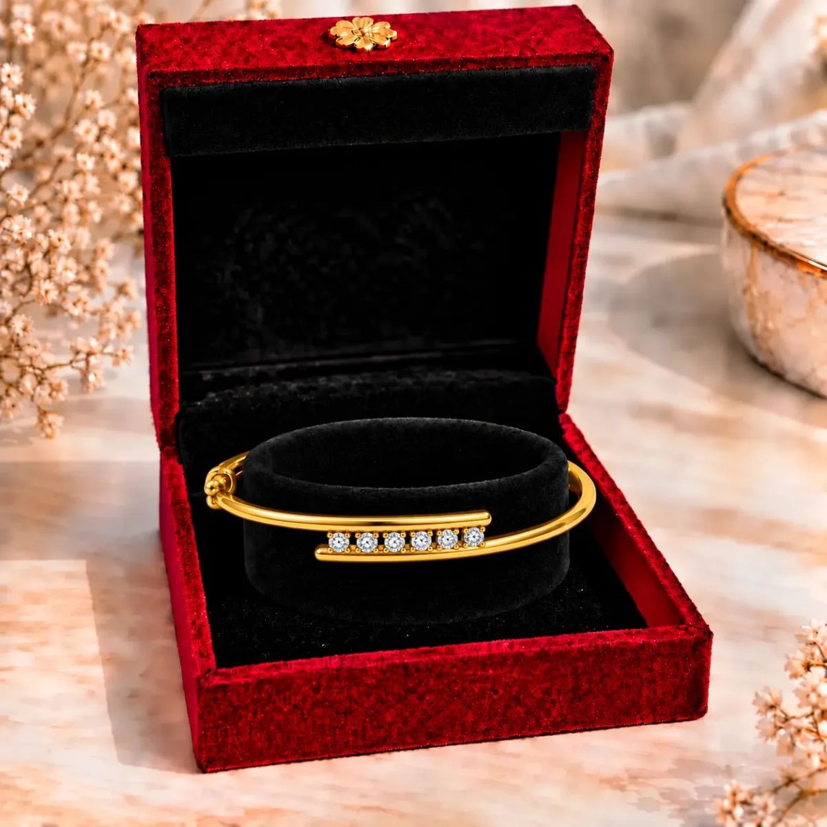 Elegant 18K Linear Six Stone Lab Grown Diamond Gold Bracelet for Women - Image 4