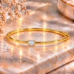 Elegant 18K Emerald Cut Solitaire Lab Grown Diamond Gold Bracelet for Women - Image 3