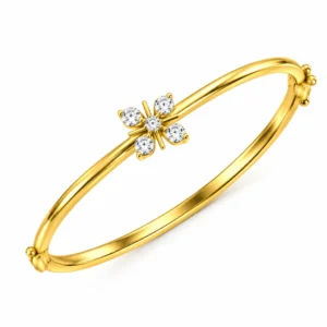 18K five stone floral lab grown diamond gold bracelet for women