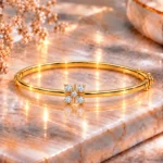 Elegant 18K Five Stone Floral Lab Grown Diamond Gold Bracelet for Women - Image 3