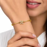 Elegant 18K Five Stone Floral Lab Grown Diamond Gold Bracelet for Women - Image 2