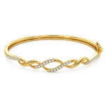 Intertwined lab grown diamond yellow gold bracelet for women