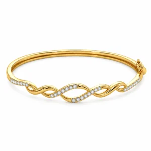 Intertwined lab grown diamond yellow gold bracelet for women