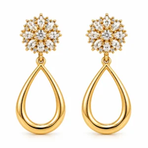 Floral Marquise Lab Grown Diamond Drop Earrings for Women 1 Carat