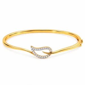 Elegant 18K leaf swirl lab grown diamond gold bracelet for women