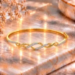 18K Gold Twisted Infinity Lab Grown Diamond Bracelet for Women - Image 3