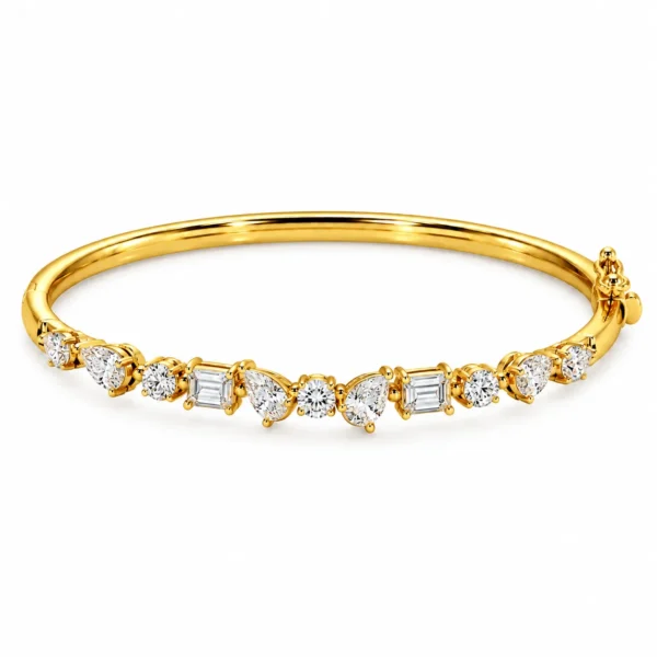 18K gold mixed-cut lab grown diamond bracelet for women
