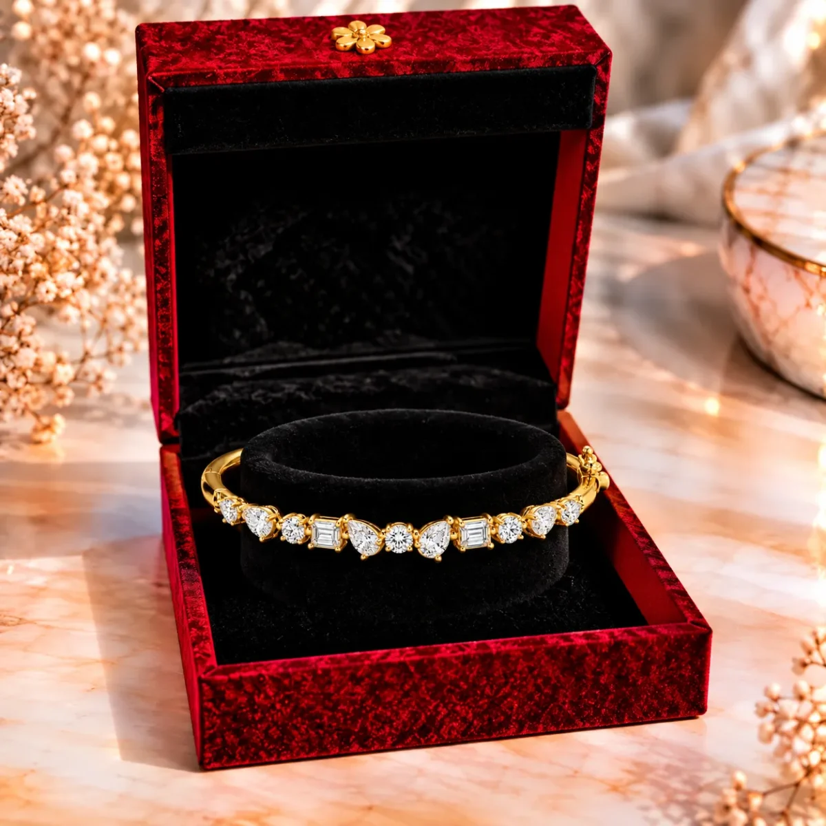 18K Gold Mixed-Cut Lab Grown Diamond Bracelet for Women - Image 4