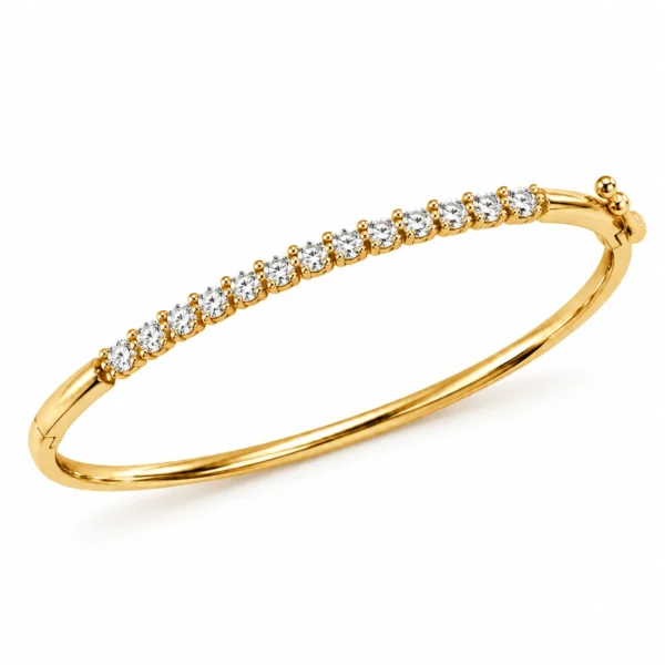 18K gold round cut lab grown diamond tennis bracelet for women