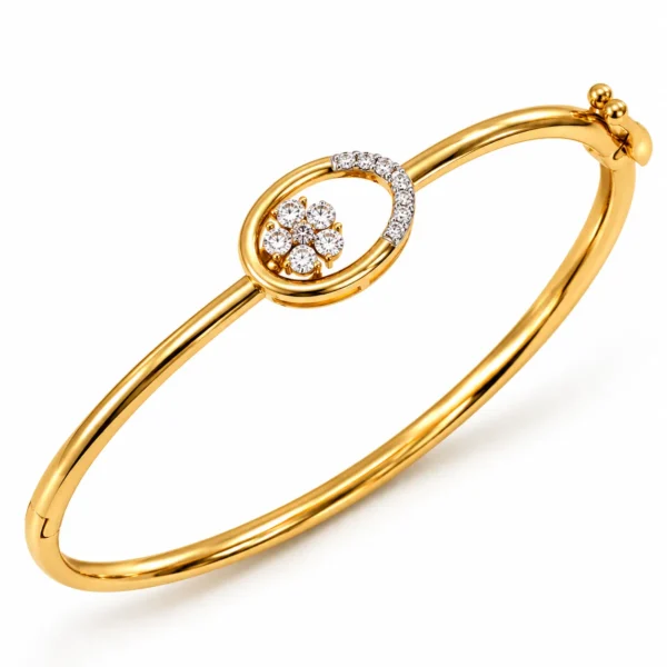 18K gold oval floral lab grown diamond bracelet for women