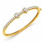 Graduated round lab grown diamond bracelet for women in yellow gold