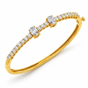 Graduated round lab grown diamond bracelet for women in yellow gold