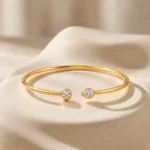 18K Gold Open Floral & Round Diamond Lab Grown Bracelet for Women - Image 3