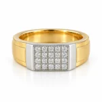 Grand Matrix Lab Grown Diamond Men’s Ring in Yellow Gold Front View