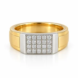 Grand Matrix Lab Grown Diamond Men’s Ring in Yellow Gold Front View