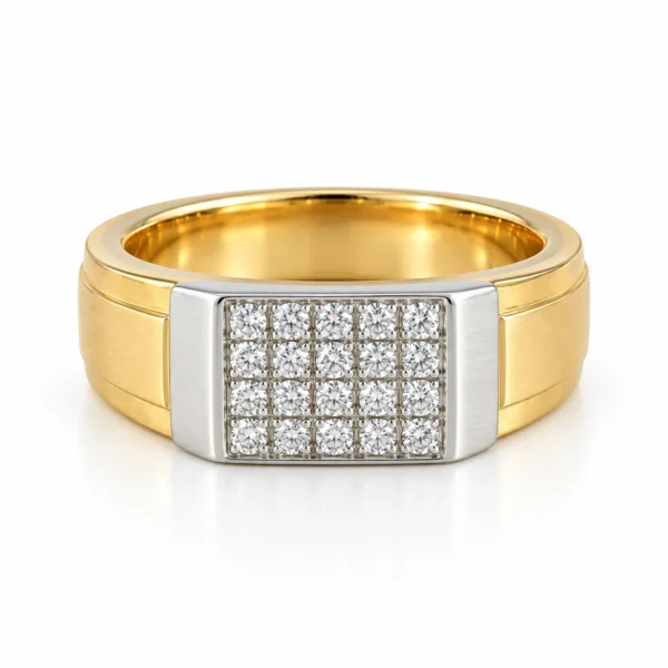 Grand Matrix Lab Grown Diamond Men’s Ring in Yellow Gold Front View