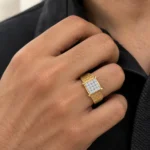 Royal Grid lab grown diamond engagement ring for men on male hand