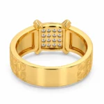 Back view of Royal Grid lab grown diamond engagement ring for men in yellow gold
