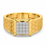 Royal Grid lab grown diamond engagement ring for men front view in yellow gold
