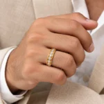 Hexagon Spark Lab Grown Diamond Gold Ring for Men on Hand