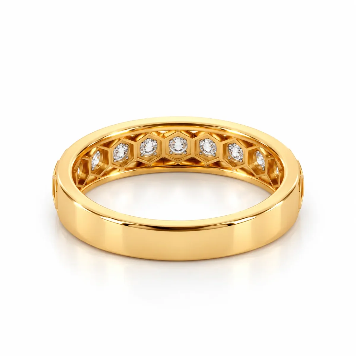 Hexagon Spark Lab Grown Diamond Gold Ring for Men Back View