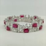 Luxury ruby and lab grown diamond tennis bracelet for women with marquise cut diamonds and floral design