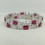 Luxury Ruby & Lab Grown Diamond Floral Bracelet for Women – Elegant Statement Jewellery - Image 3