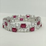 Luxury Ruby & Lab Grown Diamond Floral Bracelet for Women – Elegant Statement Jewellery - Image 2
