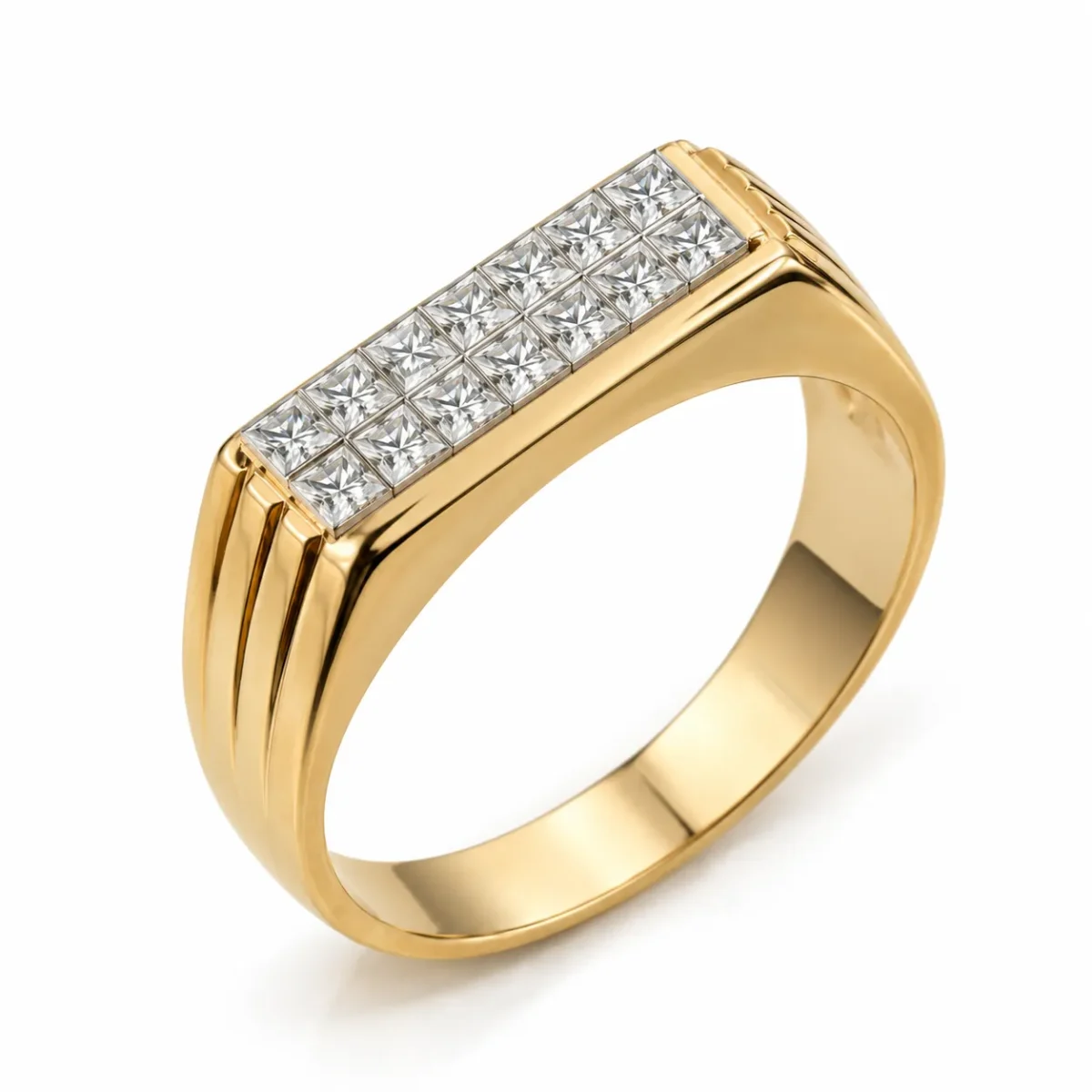 Imperial Grid Lab Grown Diamond Men’s Ring Angled View