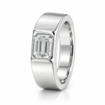 Emerald Crest Lab Grown Diamond Ring for Men angled white gold view