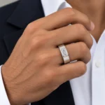 18k Gold Emerald Crest  Lab Grown Diamond Ring for Men’s - Image 4