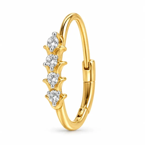 Lily Drop Lab Grown Diamond Nose Ring side angle in yellow gold