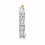 Linear Luxe Lab Grown Diamond Nose Ring Front View with Round and Baguette Diamonds