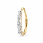 Linear Luxe Lab Grown Diamond Nose Ring Side View in Yellow Gold