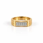 Linear Spark Lab Grown Diamond Ring for Men in Yellow Gold