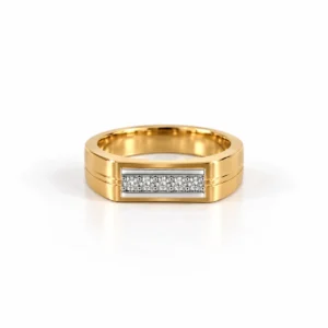 Linear Spark Lab Grown Diamond Ring for Men in Yellow Gold