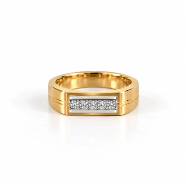Linear Spark Lab Grown Diamond Ring for Men in Yellow Gold