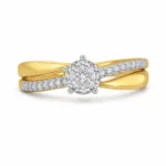 Luxury Crossover Halo Lab Grown Diamond Ring in 18K Gold featuring a brilliant center diamond surrounded by a sparkling halo and an elegant crossover band design.