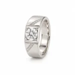 Majestic Line Lab Grown Diamond Men’s Ring white gold angled view with side diamonds