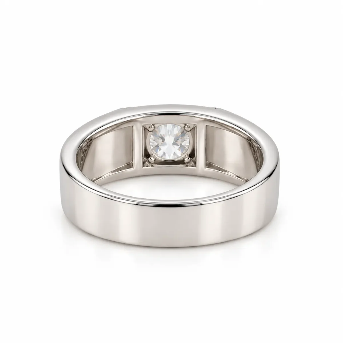 Majestic Line Lab Grown Diamond Men’s Ring white gold back and inner band view
