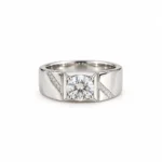 Majestic Line Lab Grown Diamond Men’s Ring white gold front view with round diamond