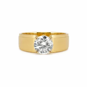 Men’s Gold Solitaire Diamond Ring featuring a brilliant lab-grown diamond in a classic gold setting designed for timeless elegance and sophistication.