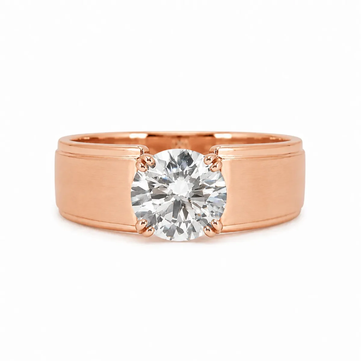 Men’s Gold Solitaire Diamond Ring | Lab Grown Diamond Ring - Image 2