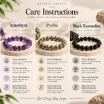Natural Crystal Bracelet Combo Set of 3 – Amethyst, Pyrite & Black Tourmaline with Free Selenite Plate - Image 6
