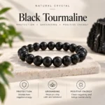 Natural Crystal Bracelet Combo Set of 3 – Amethyst, Pyrite & Black Tourmaline with Free Selenite Plate - Image 4