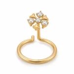 Twinkle Bloom Lab Grown Diamond Gold Nose Pin Side View